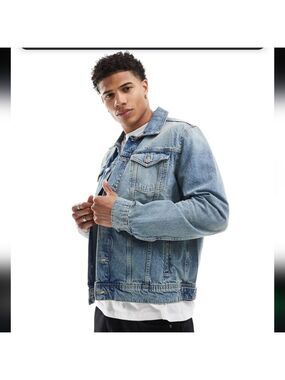 Mens Denim Jean Jacket Medium Size